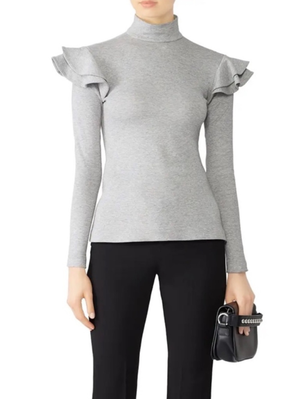 Hunter Bell Mason Black Ruffle
Turtleneck Long Sleeve Knit Top Size S Preppy